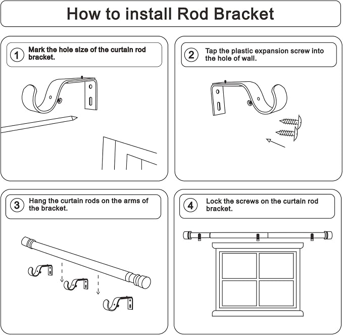 Byondeth Curtain Rods for Windows 16 to 240 Inches Adjustable Length 1 Inch - Image 8