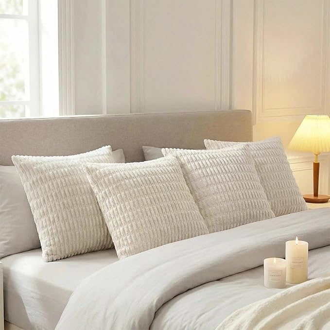 Fancy Homi 4 Packs Boho Cream Decorative Throw Pillow Covers 16x16 Inch - Image 3