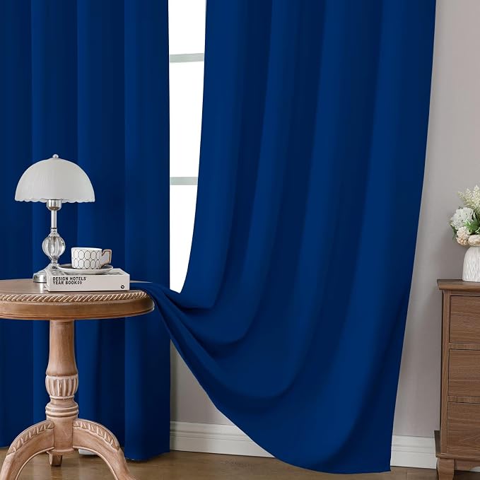 CUCRAF Royal Blue Blackout Curtains 96 inch Length 2 Panels Set, Rod Pocket - Image 5
