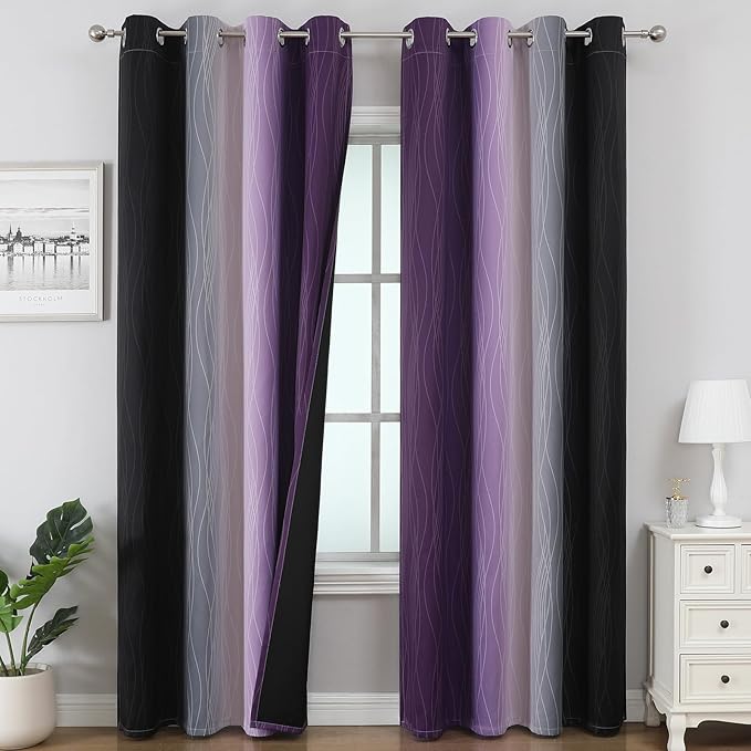 Estelar Textiler Purple and Black Ombre Blackout Curtains 102 Inches Long 2 by ESTELARTEXTILER