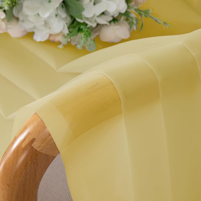 Chyhomenyc Mustard Yellow Sheer Curtains 84 Inches Long, Light Filtering Window - Image 6