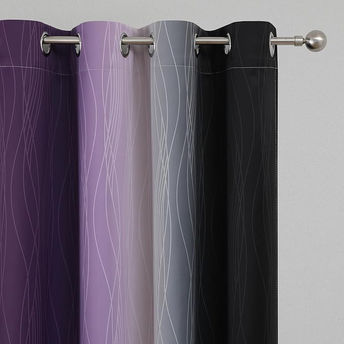 Estelar Textiler Purple and Black Ombre Blackout Curtains 102 Inches Long 2 - Image 4