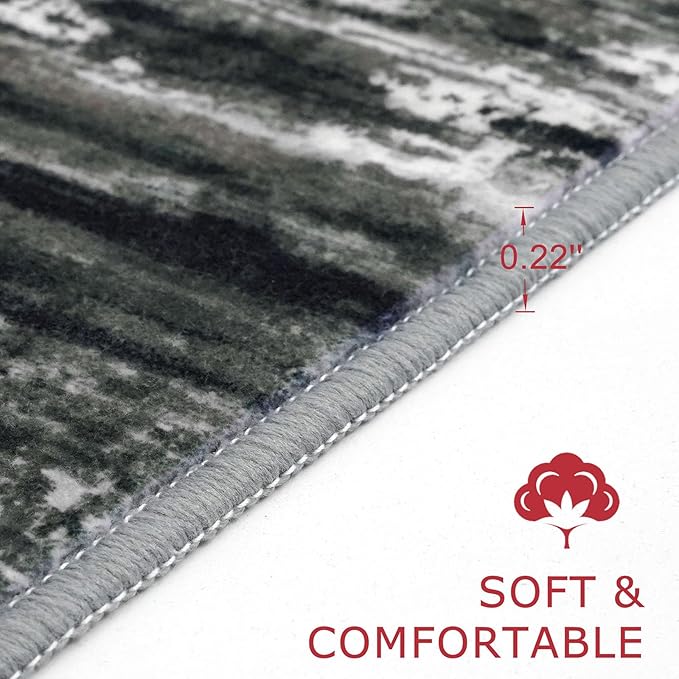KOZYFLY Modern Abstract Washable Rug Runner 2.6x16 Hallway Rug Runner Non-Slip - Image 2