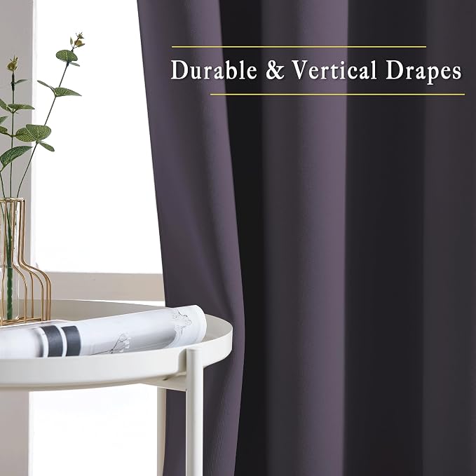 NICETOWN Greyish Purple Room Darkening Curtains 80 inch Length - Image 5