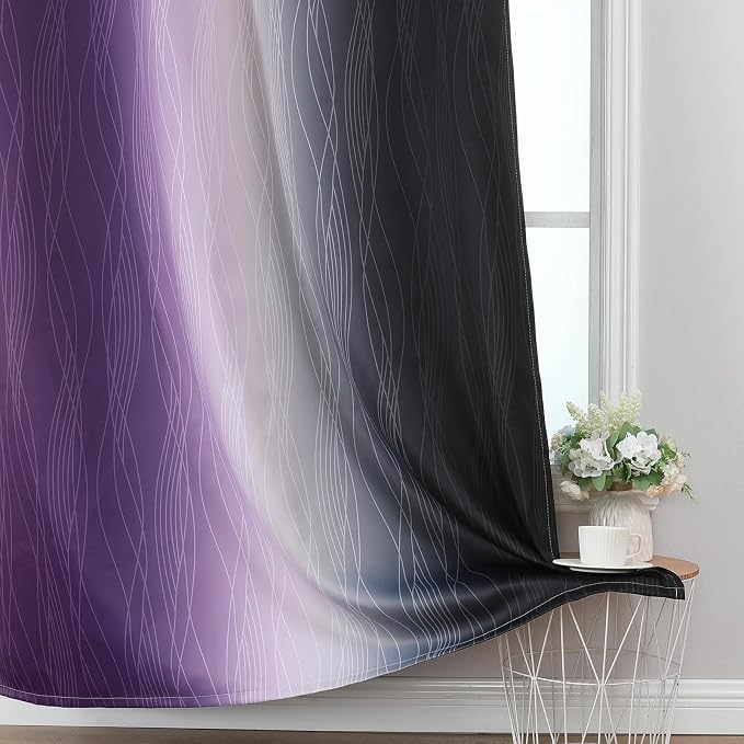 Estelar Textiler Purple and Black Ombre Blackout Curtains - Image 6