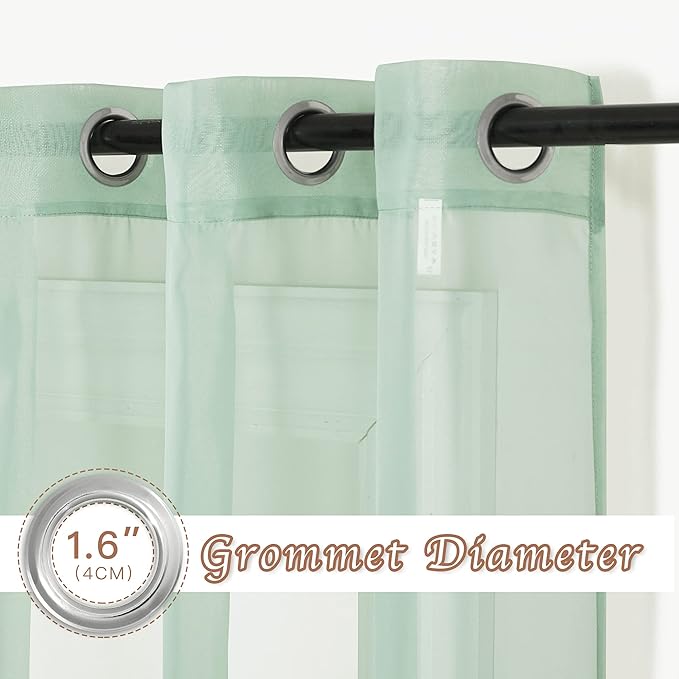 NICETOWN Sheer Curtains for Bedroom Windows, Grommet Top Voile Sheer Country - Image 2