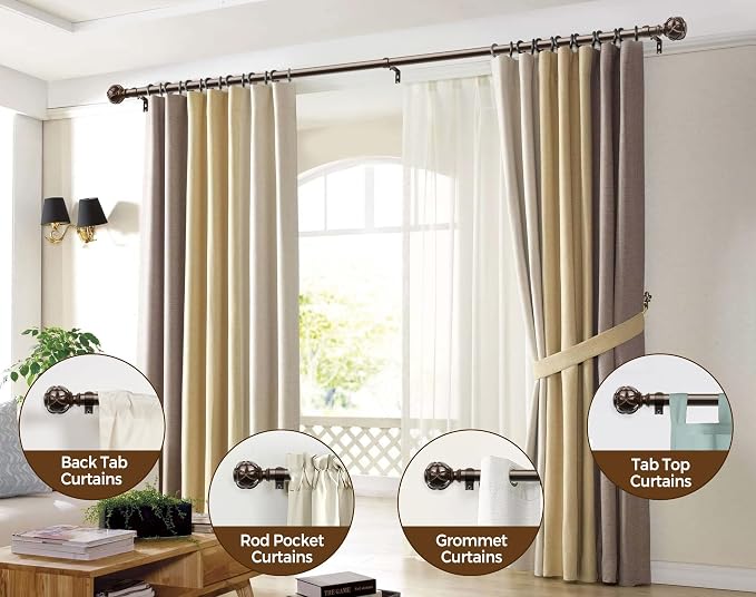 KAMANINA Curtain Rods for Windows 72 to 144 Inches Long Heavy Duty Curtain Rod - Image 5