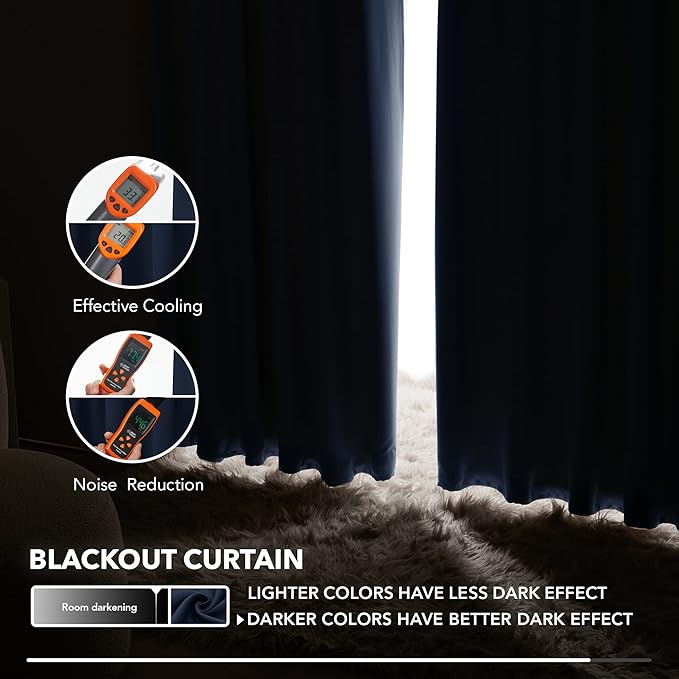 Deconovo Solid Back Tab and Rod Pocket Curtains Blackout Curtains Thermal - Image 5