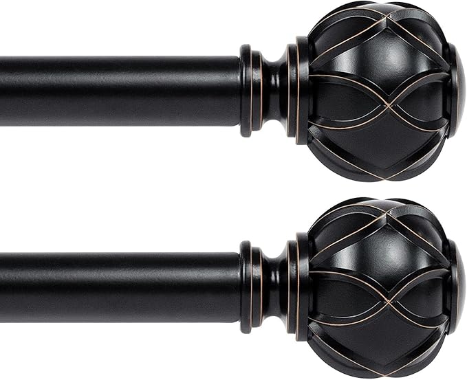 KAMANINA 2 Pack Curtain Rods for Windows 48 to 84 Inch, 7/8 Inch Single by KAMANINA