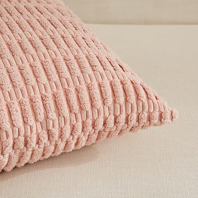 Fancy Homi 4 Packs Boho Pink Decorative Throw Pillow Covers 12x20 Inch - Image 4