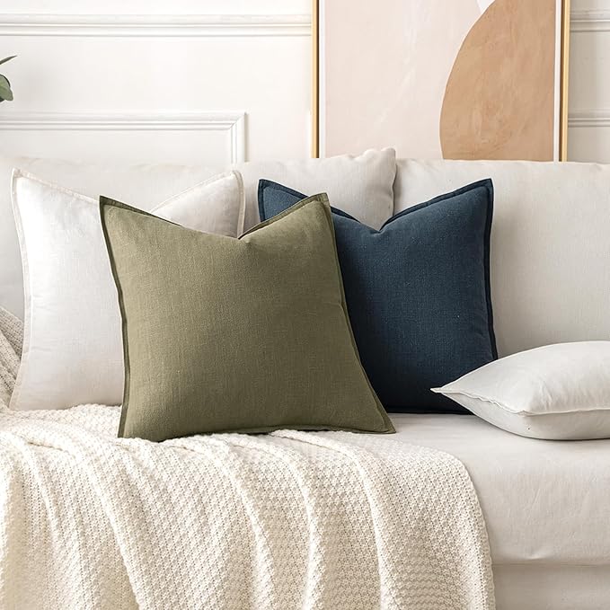 MIULEE Decorative Linen Euro Sham Pillow Covers 24x24 Navy Blue ​Boho - Image 4