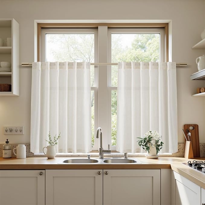 Nanspring 30 Inch Long Cream Curtains - Image 6