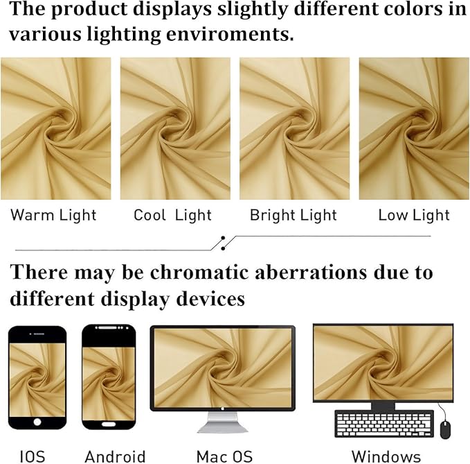 Lecloud Gold Sheer Curtains 96 Inches Long 2 Panels Set, Home Decor Light - Image 5