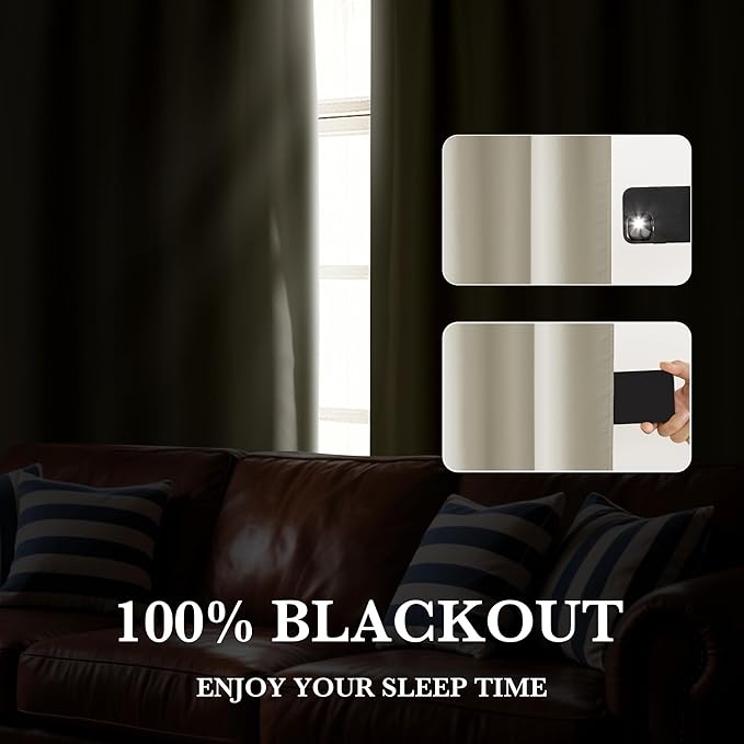 RYB HOME 100% Blackout Basement Curtains 24 inches Long, Heat & UV Blocking - Image 5