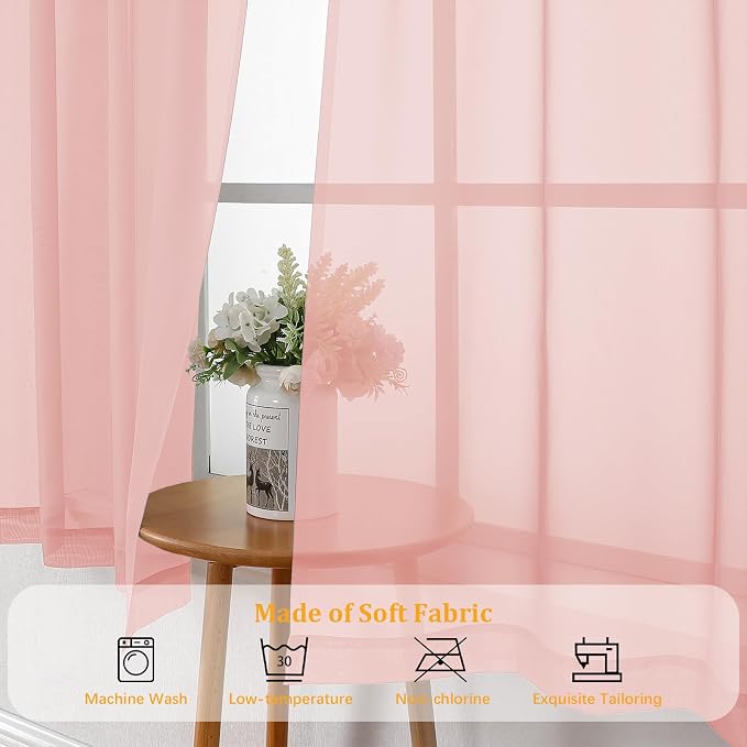 Gwine Blush Pink Sheer Curtains - Image 7