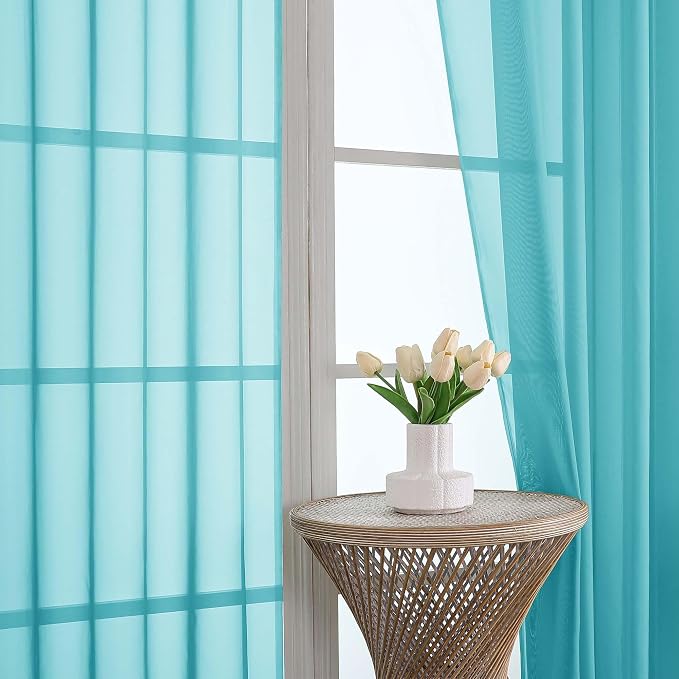 OVZME Turquoise Bedroom Curtains 2 Panel Sets 96 Inch Length, 59 Inch Extra - Image 3