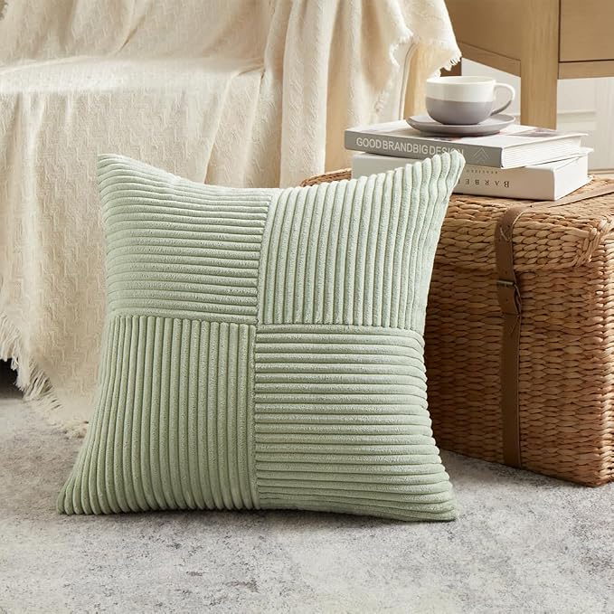Fancy Homi 2 Packs Sage Green Euro Decorative Throw Pillow Covers 26x26 Inch - Image 2