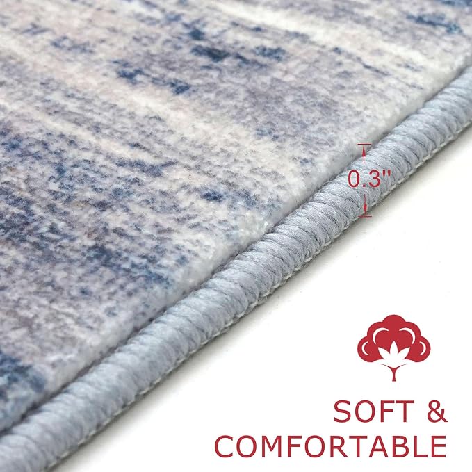 KOZYFLY Modern Abstract Washable Rug Runner 2.6x10 Hallway Rug Runner Non-Slip - Image 2