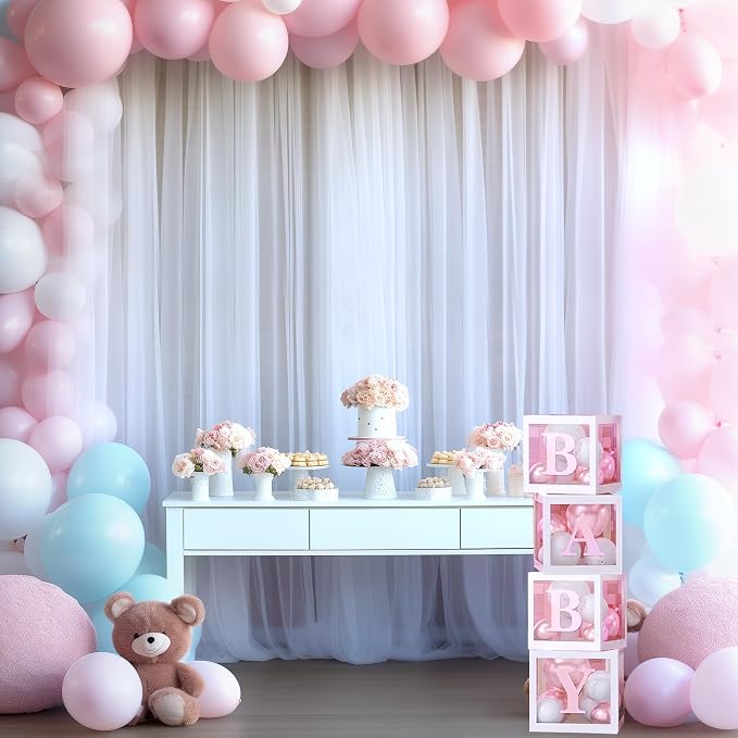 White Sheer Backdrop Curtains Tulle Backdrop Curtain - Image 5