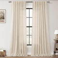 Apricot Linen Curtain 84 inch Length 2 Panels Set Back Tab Light Filtering by Jolilight