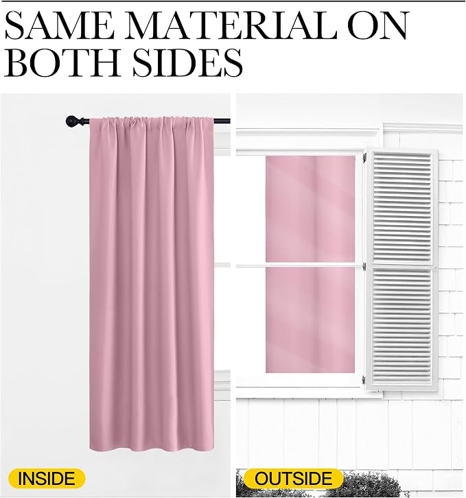 NICETOWN RV Blackout Curtains for Camper Windows, Rouge Pink, Short Blackout - Image 5