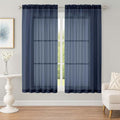 OWENIE Sheer Navy Blue Curtains, Sheer Curtains 63 inch Length 2 Panels Set by OWENIE