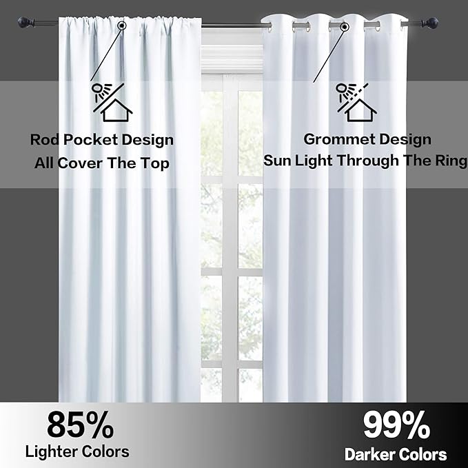RYB HOME Half Curtain Tiers 36 inch Length, Rod Pocket Summer Heat Blocking - Image 5