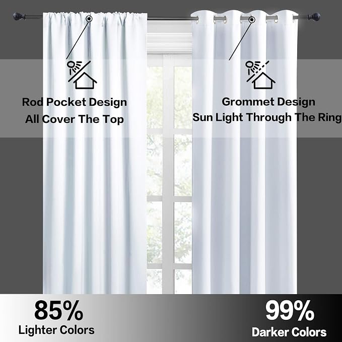 RYB HOME Curtains for Bedroom Living Room 63 inches Long, Thermal Insulated - Image 5