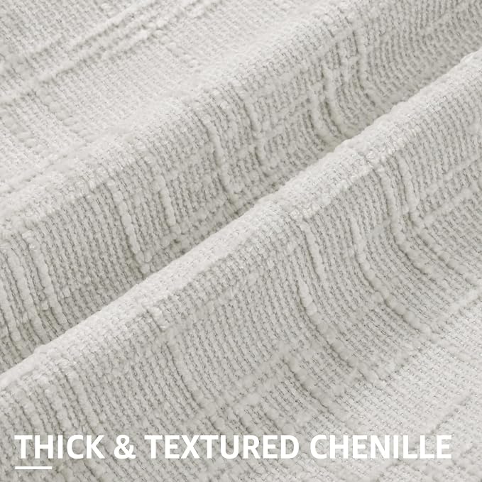 decorUhome Light Grey Chenille Euro Sham Throw Pillow Covers 24x24 Set of 2 - Image 2
