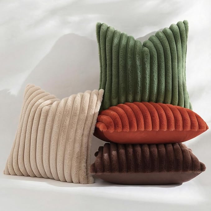 decorUhome Cozy Faux Fur Throw Pillow Covers 16x16 Set of 2 Decorative Soft - Image 7