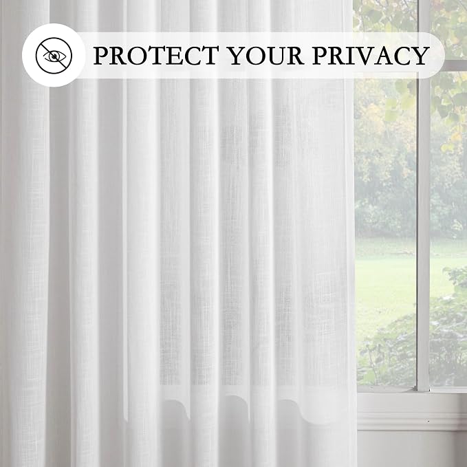 MYSKY HOME 95 Inches Long White Curtains Semi Sheer Drapes Light Filtering - Image 6