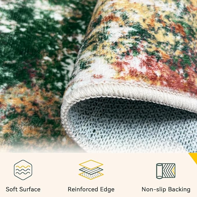 Washable Area Rugs 4ft Non-Slip Modern Abstract Soft - Image 4