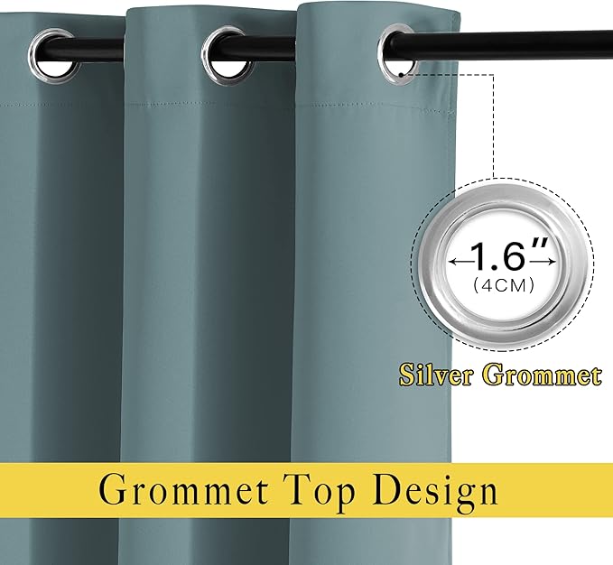 NICETOWN Greyish Blue Curtains 84 inches Long, Grommet Room Darkening Thermal - Image 2