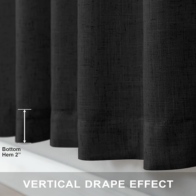Black Linen Curtains 84 Inch Length - Image 5