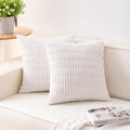 Pack of 2 Corduroy Decorative Throw Pillow Covers 18x18 InchSoft Boho Striped by Unknown