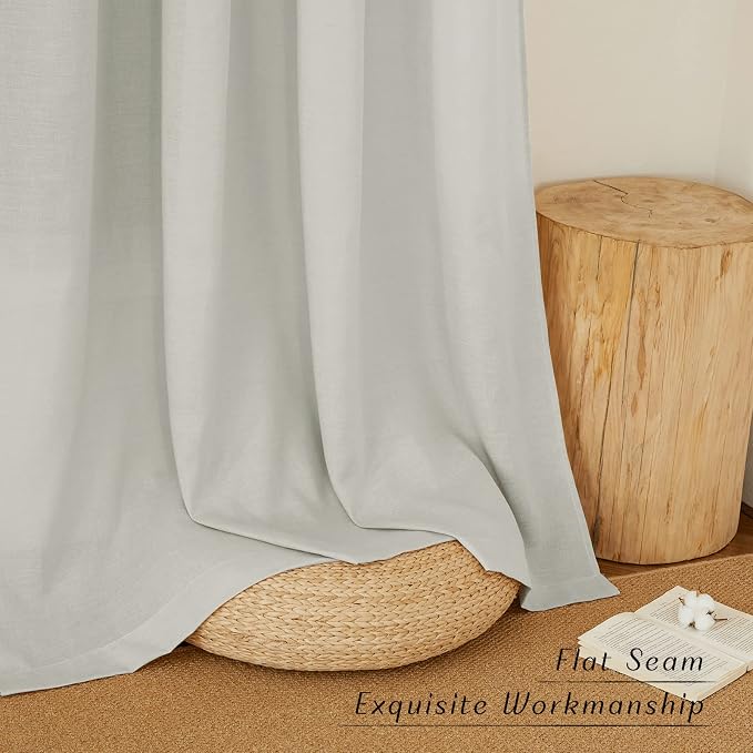 NICETOWN Thick Linen Short Grey Curtains Privacy Assured - Image 7