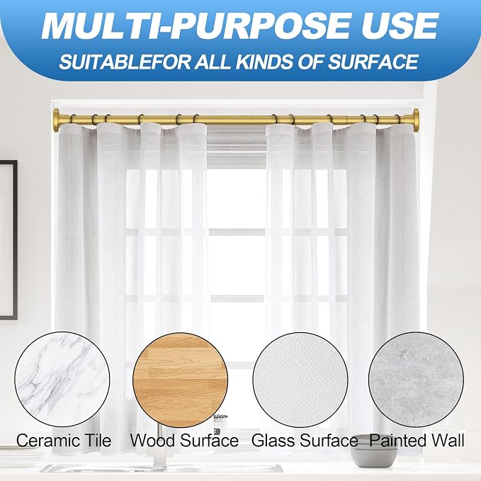 CorkLatta Gold Shower Curtain Rod 31 to 80 Inch, 1 Inch Diameter Adjustable - Image 5