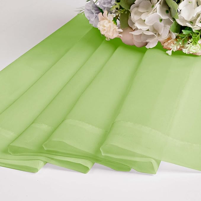 OWENIE Short Lime Sheer Curtains 36 Inch Length 2 Panels Set, Kitchen Tiers - Image 7