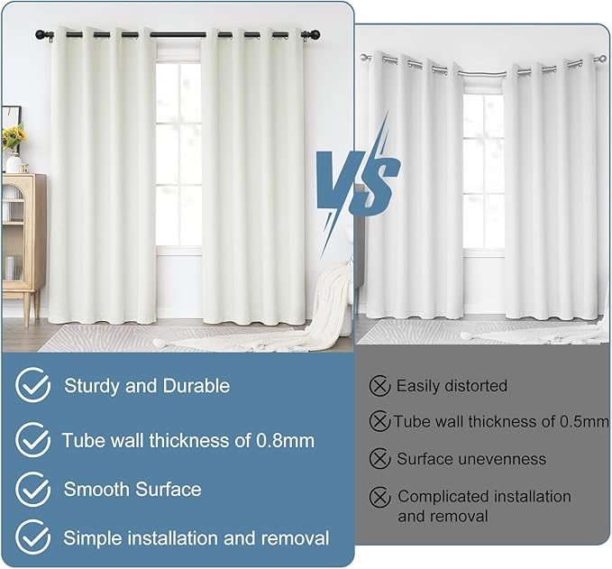 Black Curtain Rods for Windows 28 to 48 Inch, 2 Pack 5/8 Inch Diameter - Image 4