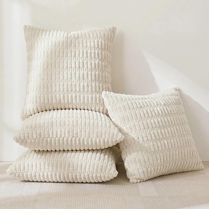 Fancy Homi 4 Packs Boho Cream Decorative Throw Pillow Covers 20x20 Inch - Image 2