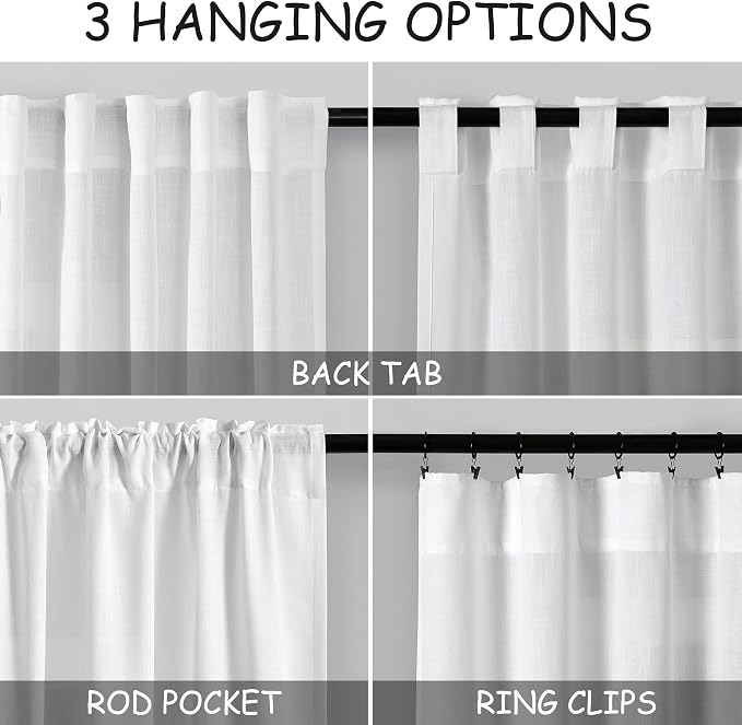 White Linen Curtains 100 inches Long - Image 2