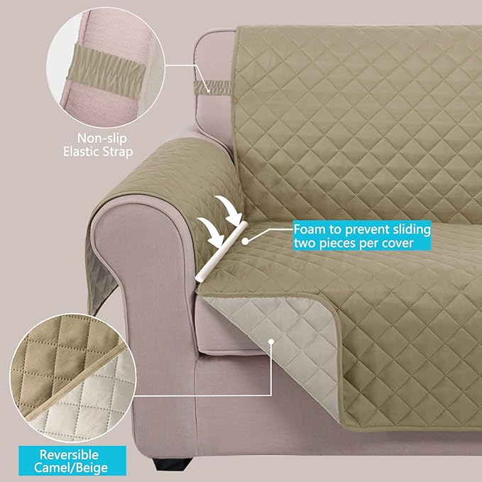 U-NICE HOME Recliner Chair Covers Reversible Quilted Water Repellent Pet - Image 3
