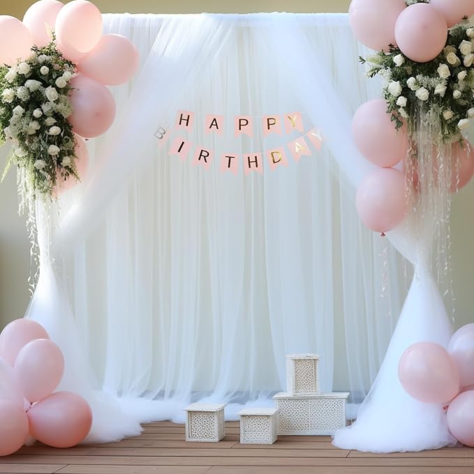 10ft x 15ft White Tulle Backdrop Curtain - Image 3