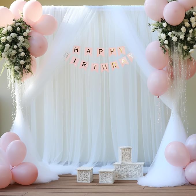20ft x 15ft White Tulle Backdrop Curtain - Image 3