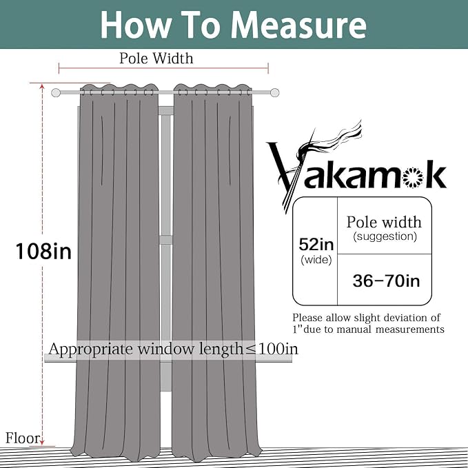 Yakamok Blackout Curtains Room Darkening Thermal Insulated Grommet top Window - Image 6