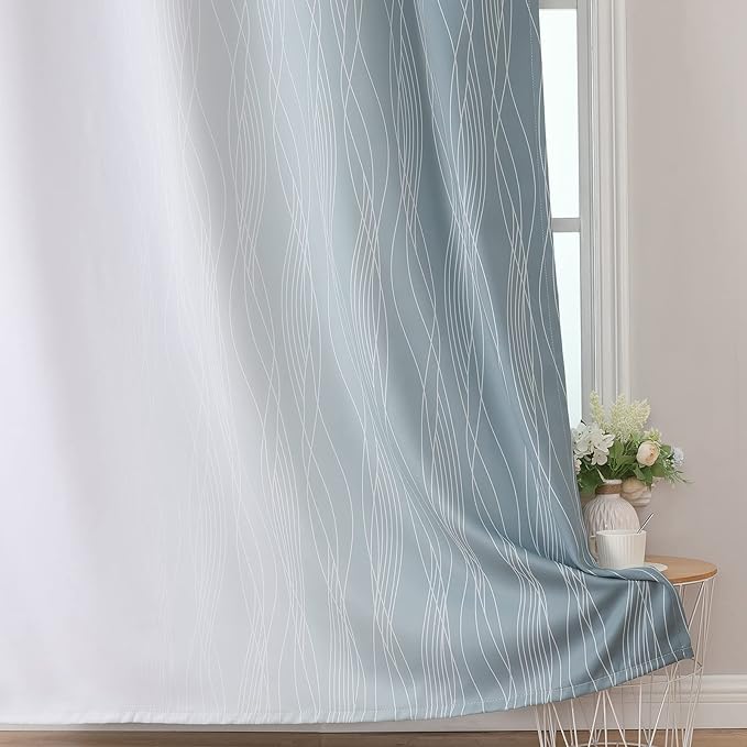 Estelar Textiler Stone Blue and Greyish White Gradient Room Darkening Blackout - Image 6