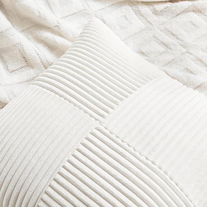 Fancy Homi 2 Packs Cream White Samll Decorative Throw Pillow Covers 12x12 Inch - Image 3
