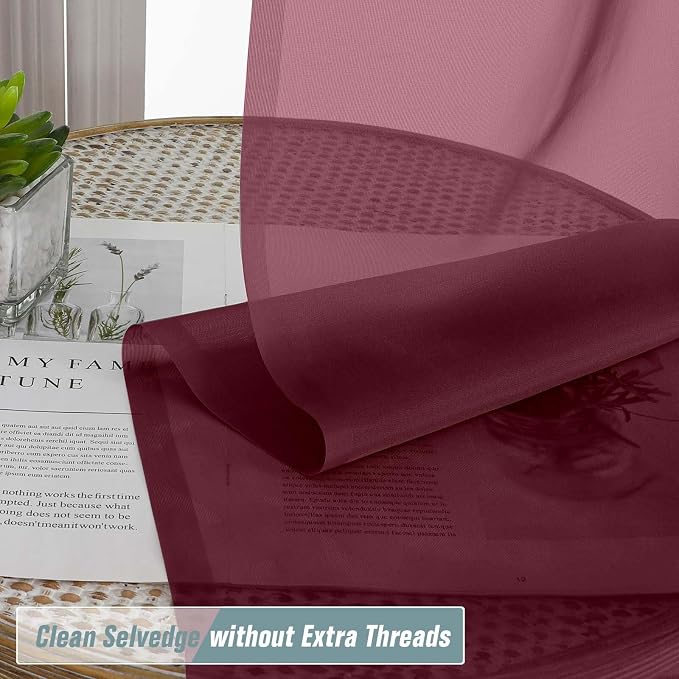 Extra Wide Sheer Curtains 84 Inches Long 2 Panels, Soft Airy Transparent Light - Image 2