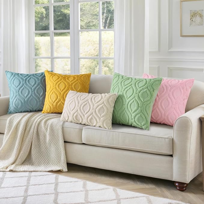 decorUhome Summer Throw Pillow Covers 24x24 Inch Set of 2, Soft Plush Faux Wool - Image 6