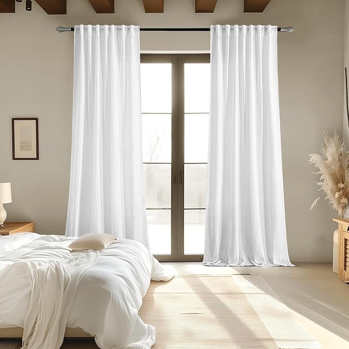 MIULEE White Linen Curtains 72 Inch Length 2 Panels - Image 6